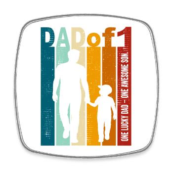 Papa & Sohn Geschenk – Vintage Design zum Vatertag - Viereckiger Kühlschrankmagnet - Weiß - Vorne