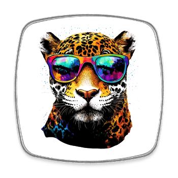 Jaguar Big Cat Panther Wild Cat Cute Jaguar - Square fridge magnet - white - Front