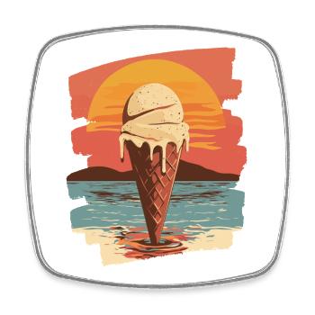 cream and cream scoop summer sunset - Square fridge magnet - white - Front