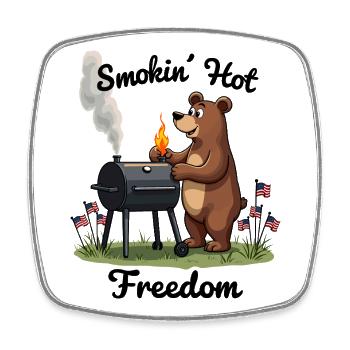 Strong barbecue pleasure - Square fridge magnet - white - Front