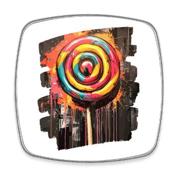 Lollipop Lutscher Bonbon Süssigkeit - Viereckiger Kühlschrankmagnet - Weiß - Vorne