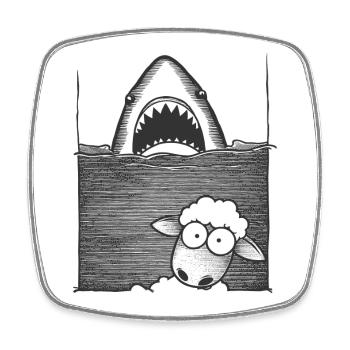 Shark Sheep - Viereckiger Kühlschrankmagnet - Weiß - Vorne