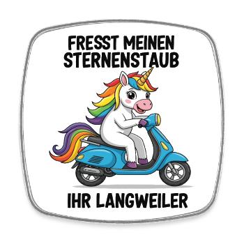 Roller-Einhorn - Viereckiger Kühlschrankmagnet - Weiß - Vorne