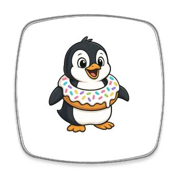 Süßer Pinguin Donut Schwimmen Schwimmring Cartoon - Viereckiger Kühlschrankmagnet - Weiß - Vorne