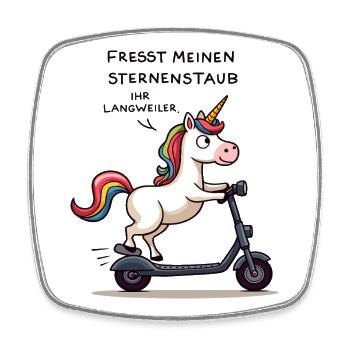 Scooter Unicorn - Square fridge magnet - white - Front
