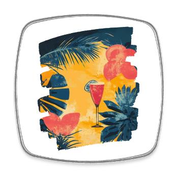 Summer Cocktail - Square fridge magnet - white - Front