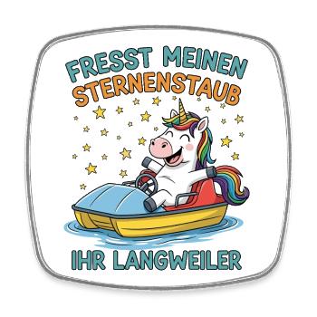 Einhorn Tretbootfahrt - Viereckiger Kühlschrankmagnet - Weiß - Vorne