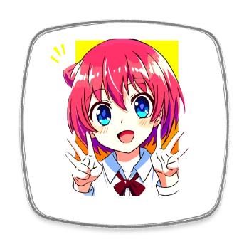 Süßes Anime Manga Mädchen - Peace Zeichen Kawaii - Viereckiger Kühlschrankmagnet - Weiß - Vorne