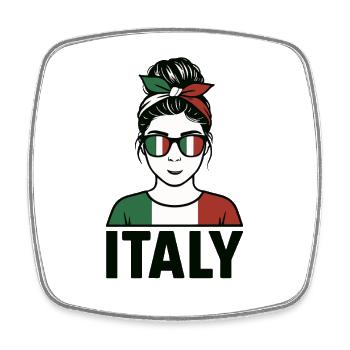 Italie Fan Design Femme – Look Italie avec Bandana - Magnet carré - blanc - Devant