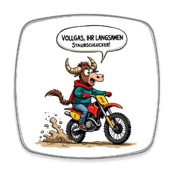 Motocross Stier - Viereckiger Kühlschrankmagnet - Weiß - Vorne