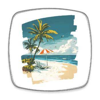 Strand Palmen Sonne Sommer - Viereckiger Kühlschrankmagnet - Weiß - Vorne