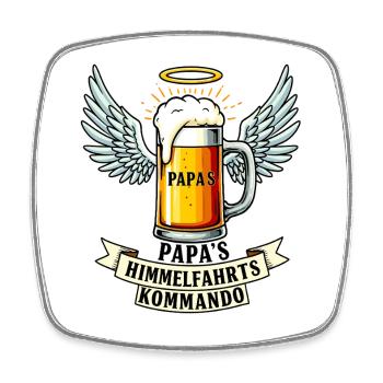 Dad's Ascension Command - Father's Day Beer Design - Square fridge magnet - white - Front