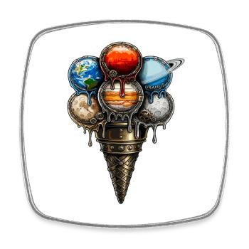 Steampunk Planète Crème glacée Gaufre Rétro Science-fiction - Magnet carré - blanc - Devant