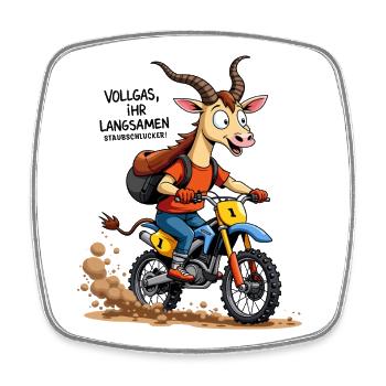 Taureau de motocross - Magnet carré - blanc - Devant