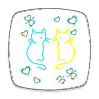 Retro Katzen Katze Kinder Mädchen Jungen Teenies - Viereckiger Kühlschrankmagnet - Weiß - Vorne