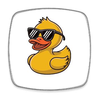 Gummiente mit Sonnenbrille - Viereckiger Kühlschrankmagnet - Weiß - Vorne