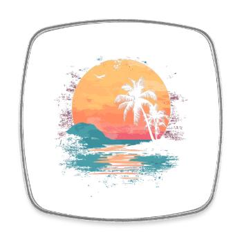 palmier coucher de soleil soleil d’été - Magnet carré - blanc - Devant