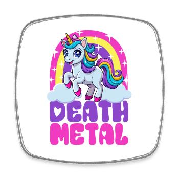 Licorne Death Metal - Heavy Metal - Spruch - Magnet carré - blanc - Devant