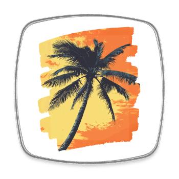 palmier coucher de soleil été - Magnet carré - blanc - Devant