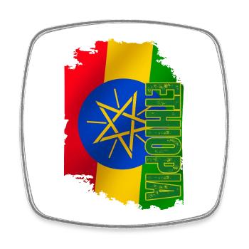 Ethiopia Flag Vertical, I Love Ethiopia - Square fridge magnet - white - Front