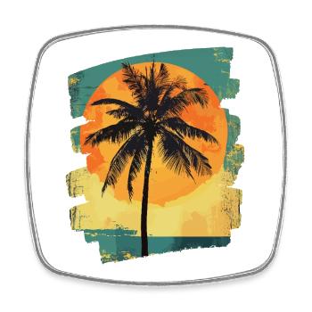 palmier coucher de soleil soleil d’été - Magnet carré - blanc - Devant