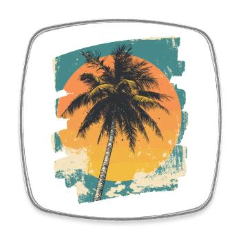 palmier coucher de soleil soleil d’été - Magnet carré - blanc - Devant