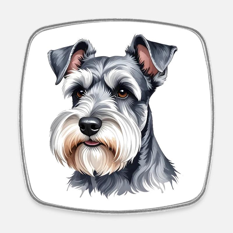 Zwergschnauzer - Viereckiger Kühlschrankmagnet - Weiß