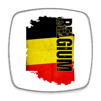 Drapeau vertical de la Belgique, fierté belge - Magnet carré - blanc - Devant