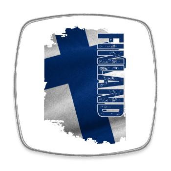 Vertical du drapeau de la Finlande, I Love Finland - Magnet carré - blanc - Devant