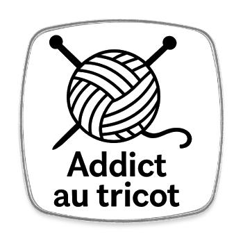 Addict au tricot: ball laine et aiguilles - Magnet carré - blanc - Devant