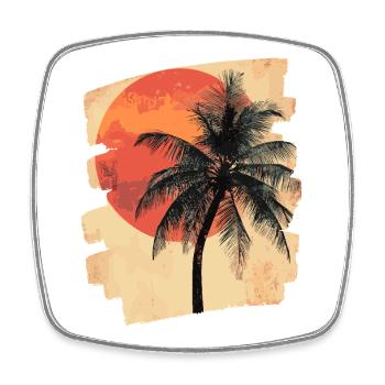 palmier coucher de soleil soleil d’été - Magnet carré - blanc - Devant