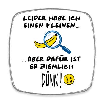 Klein aber dünn – witziger Spruch zum JGA - Viereckiger Kühlschrankmagnet - Weiß - Vorne