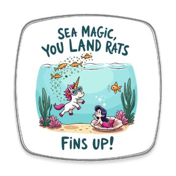 Magie de la mer avec Licorne - Magnet carré - blanc - Devant