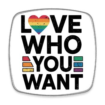 Regenbogenherz Pride Print - Viereckiger Kühlschrankmagnet - Weiß - Vorne