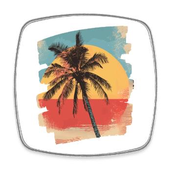 palmier coucher de soleil soleil d’été - Magnet carré - blanc - Devant