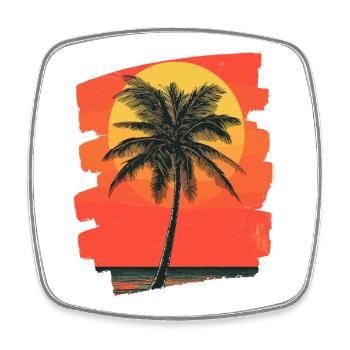 palmier coucher de soleil soleil d’été - Magnet carré - blanc - Devant