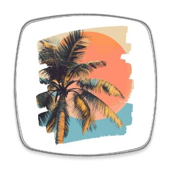 palmier coucher de soleil soleil d’été - Magnet carré - blanc - Devant