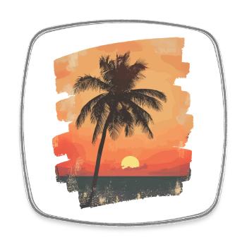 palmier coucher de soleil soleil d’été - Magnet carré - blanc - Devant
