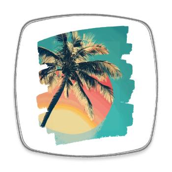 palmier coucher de soleil soleil d’été - Magnet carré - blanc - Devant