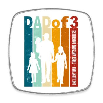 Papa & 3 Töchter Geschenk Design Vatertag - Viereckiger Kühlschrankmagnet - Weiß - Vorne