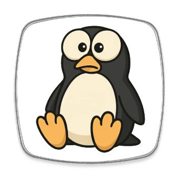 Funny confused penguin with googly eyes - Square fridge magnet - white - Front