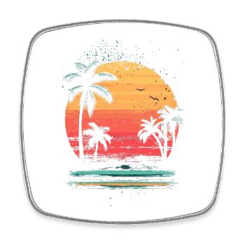 palmier coucher de soleil soleil d’été - Magnet carré - blanc - Devant
