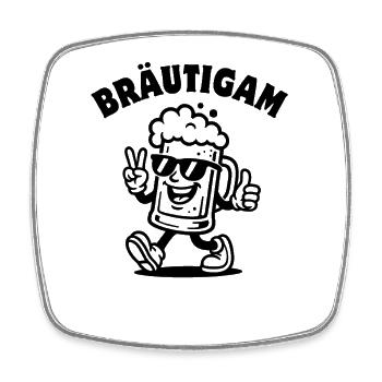 JGA Junggesellen Abschied - Bräutigam - Viereckiger Kühlschrankmagnet - Weiß - Vorne