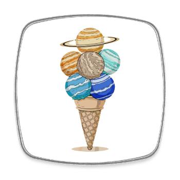Planet Cream Cone in Anime Style - Square fridge magnet - white - Front