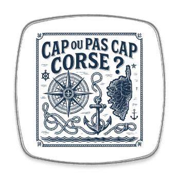 Cap ou pas cap Corse - Magnet carré - blanc - Devant