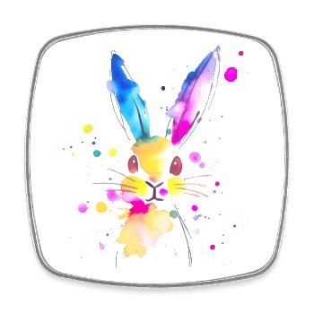 Abstraktes Aquarell-Kaninchen 🐇 - Viereckiger Kühlschrankmagnet - Weiß - Vorne