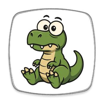 Funny T-Rex Dino surprises surprised Clumsy - Square fridge magnet - white - Front