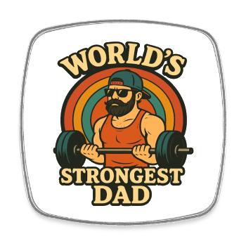 World's Strongest Dad Workout Training Gym - Square fridge magnet - white - Front