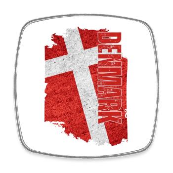 Vertical Denmark Flag, I Love Denmark - Square fridge magnet - white - Front