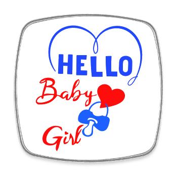 Hello Baby Girl - Viereckiger Kühlschrankmagnet - Weiß - Vorne